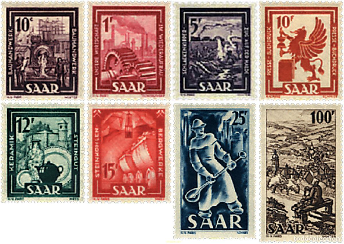 Sellos: 361317 HINGED ALEMANIA. Sarre 1949 INDUSTRIAS Y PAISAJES