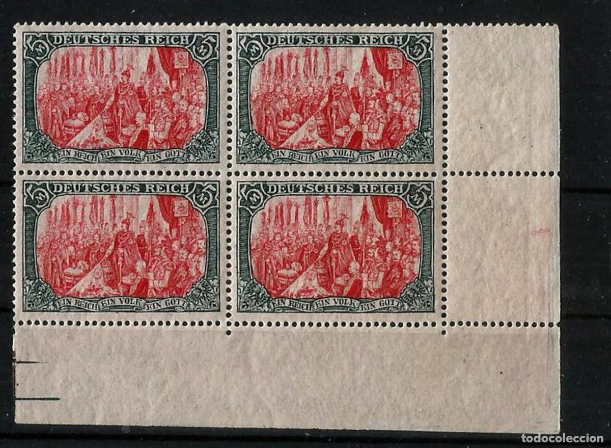 Sellos: ALEMANIA 1902 - CELEBRACI&Oacute;N DEL IMPERIO - DEUTSCHES REICH - BLOQUE DE 4 - NUEVO