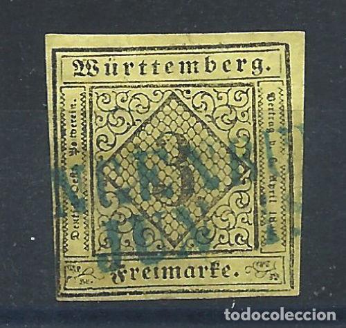 Stamps: Wurtemberg N&deg;2 Obl (FU) 1851 - Chiffres
