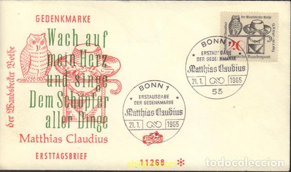 Sellos: 397515 MNH ALEMANIA FEDERAL 1965 150 ANIVERSARIO DE LA MUERTE DEL POETA MATHIAS CLAUDIUS