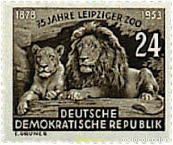Sellos: 64452 MNH ALEMANIA DEMOCRATICA 1953 75 ANIVERSARIO DEL ZOO DE LEIPZIG