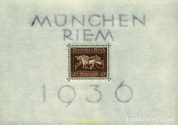 Sellos: 202968 HINGED ALEMANIA 1936 3 CARRERA DE CABALLOS EN MUNICH