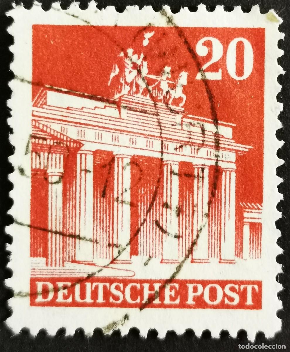 Sellos: Sello Alemania Bizona 1948, Puerta de Brandeburgo, 20 Pf. Michel: DE-85WB