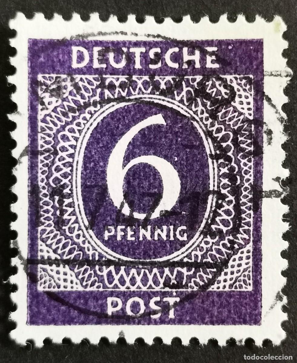 Sellos: Sello Alemania Trizona 1948, sobreimpreso, 6 Pf. Michel: DD IcIII
