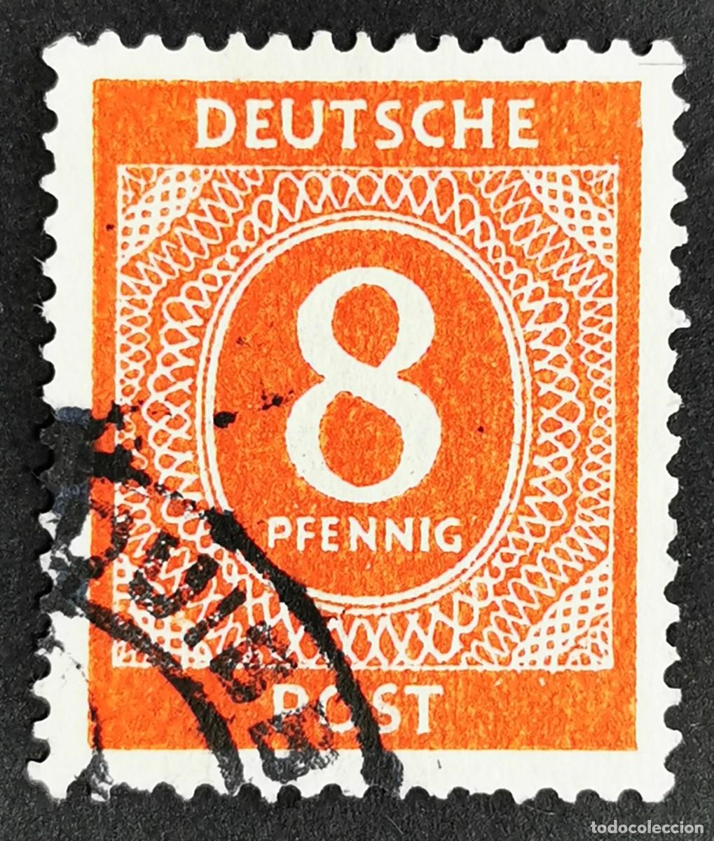Sellos: Sello Alemania Trizona 1948, sobreimpreso, 8 Pf. Michel: DD IdIII