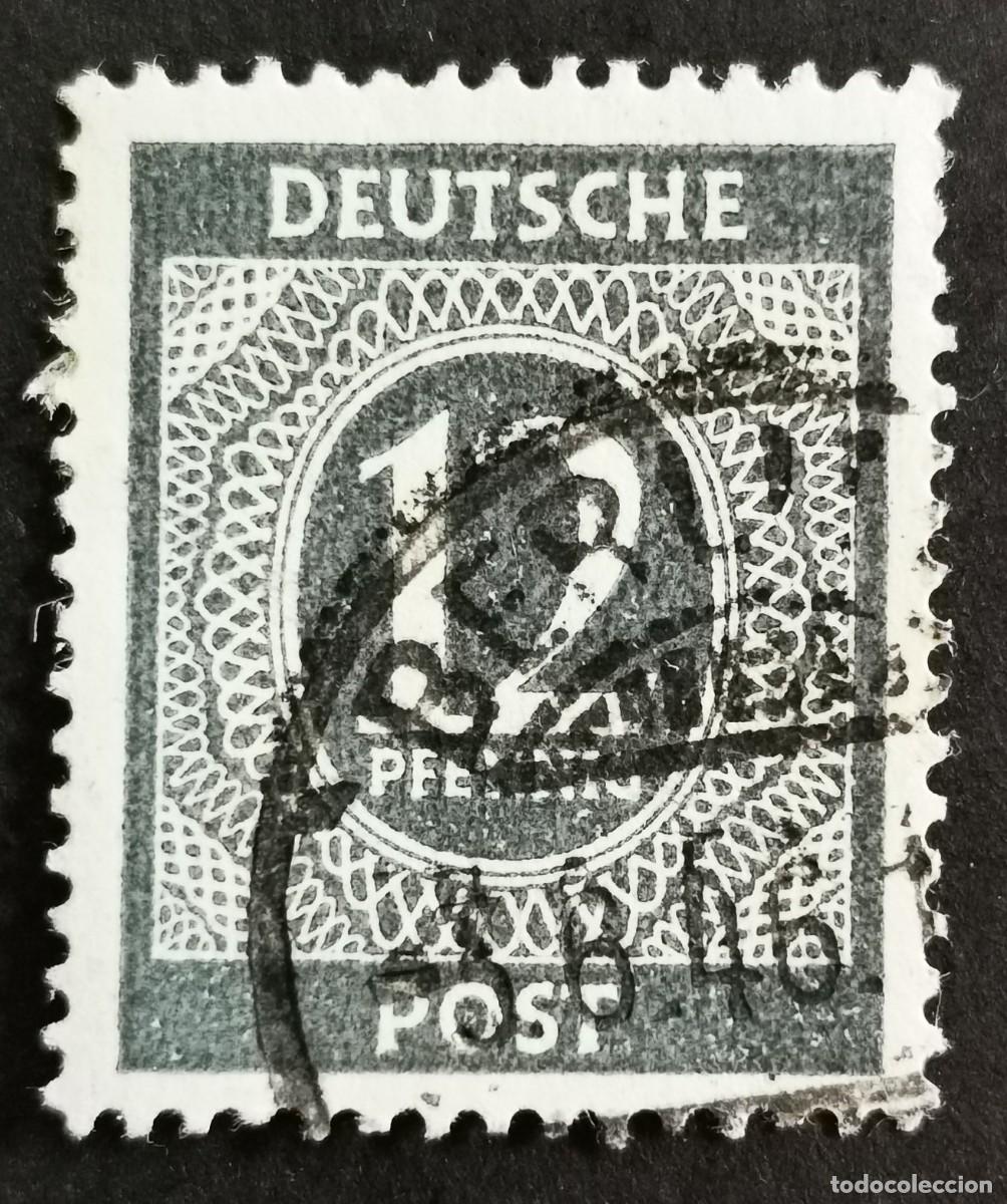 Sellos: Sello Alemania Trizona 1948, sobreimpreso, 12 Pf. Michel: DD IgVII