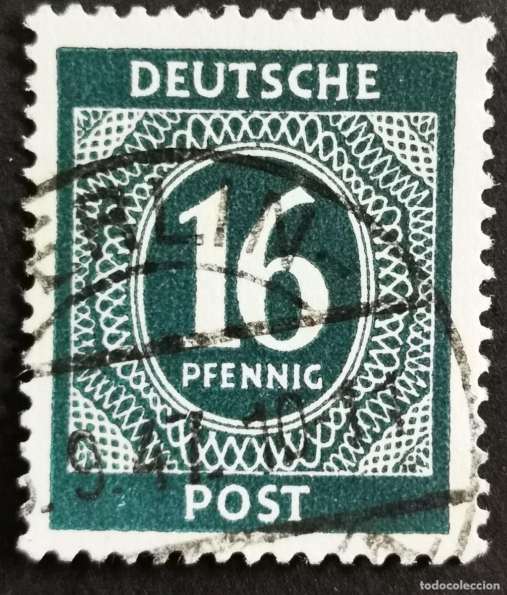 Sellos: Sello Alemania Trizona 1948, sobreimpreso, 16 Pf. Michel: DD IkII