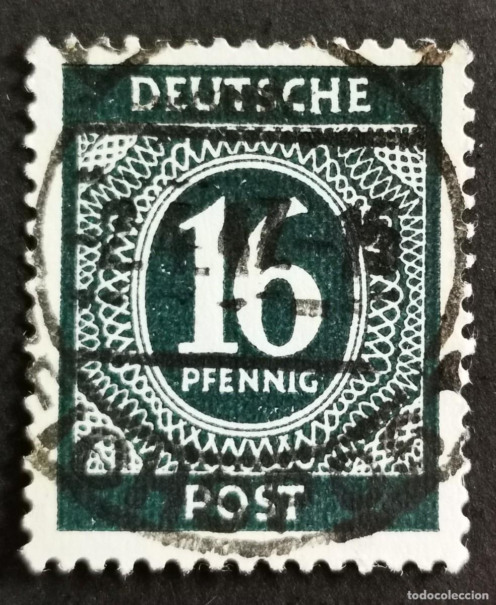 Sellos: Sello Alemania Trizona 1948, sobreimpreso, 16 Pf. Michel: DD IkII