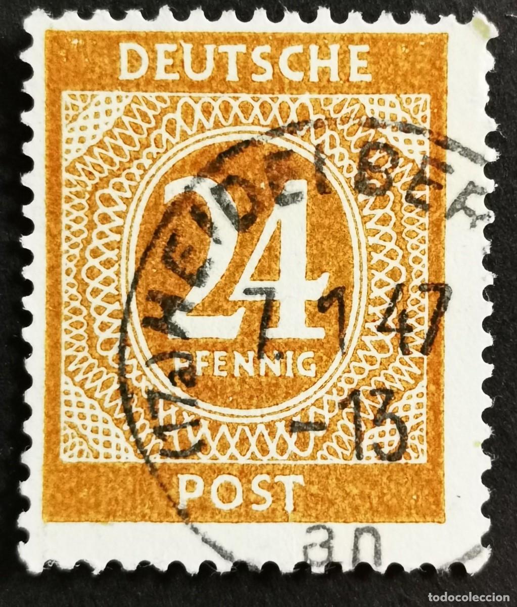 Sellos: Sello Alemania Trizona 1948, sobreimpreso, 24 Pf. Michel: DD ImIV