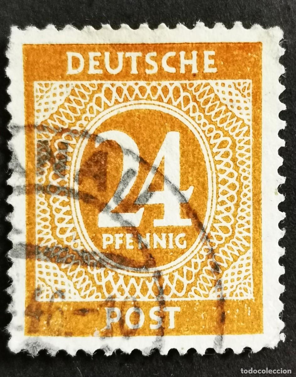 Sellos: Sello Alemania Trizona 1948, sobreimpreso, 24 Pf. Michel: DD ImIV