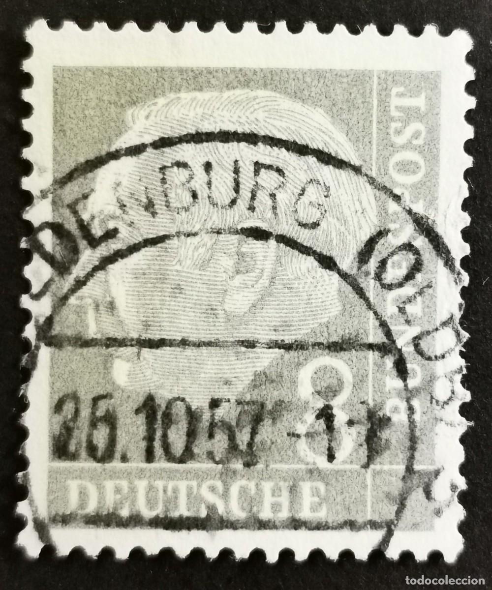 Sellos: Sello Alemania R. Federal 1954, Prof. Dr. Theodor Heuss (1884-1963), 8 Pf. Michel: DE 182xWv