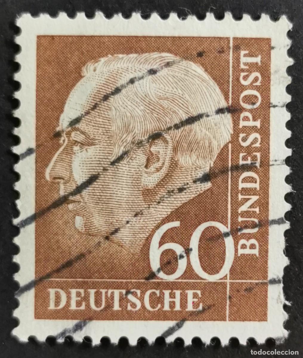 Sellos: Sello Alemania R. Federal 1958, Prof. Dr. Theodor Heuss (1884-1963), 60 Pf. Michel: DE 262xw