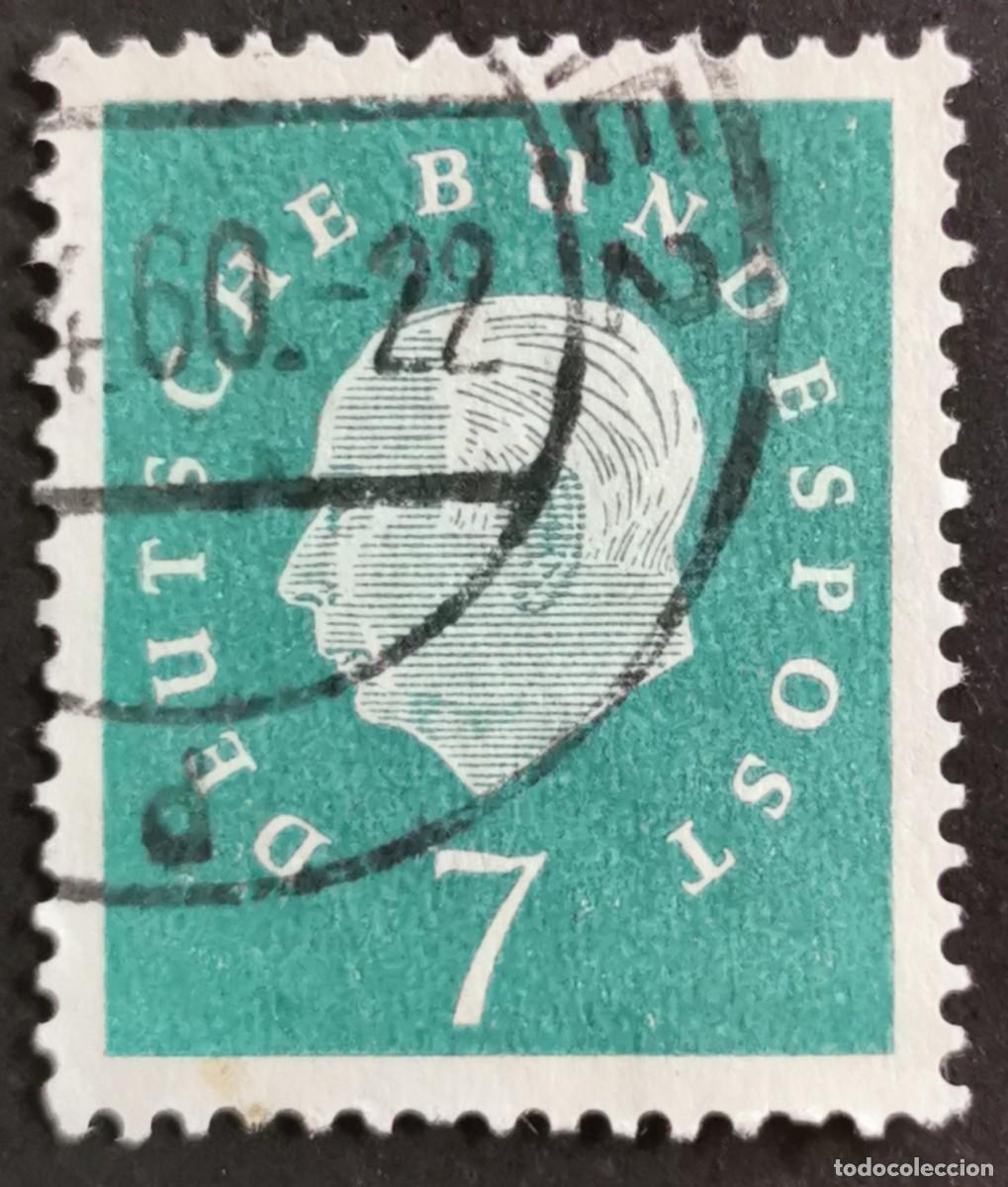 Sellos: Sello Alemania R. Federal 1959, Prof. Dr. Theodor Heuss (1884-1963), 7 Pf. Michel: DE 302