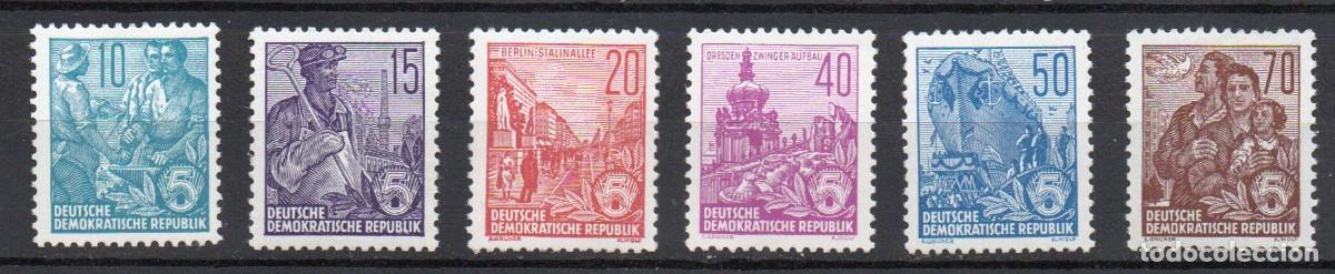 Sellos: ALEMANIA ORIENTAL DDR A&Ntilde;O 1955 YV 190/93A*** PLAN QUINQUENAL PROFESIONES BARCOS ARQUITECTURA