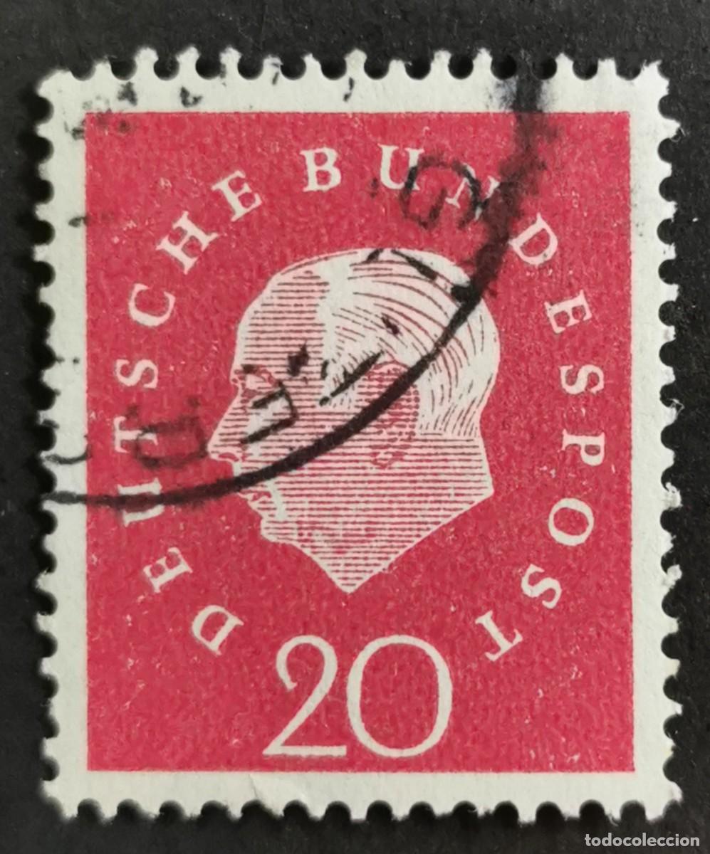 Sellos: Sello Alemania R. Federal 1959, Prof. Dr. Theodor Heuss (1884-1963), 20 Pf. Michel: DE 304