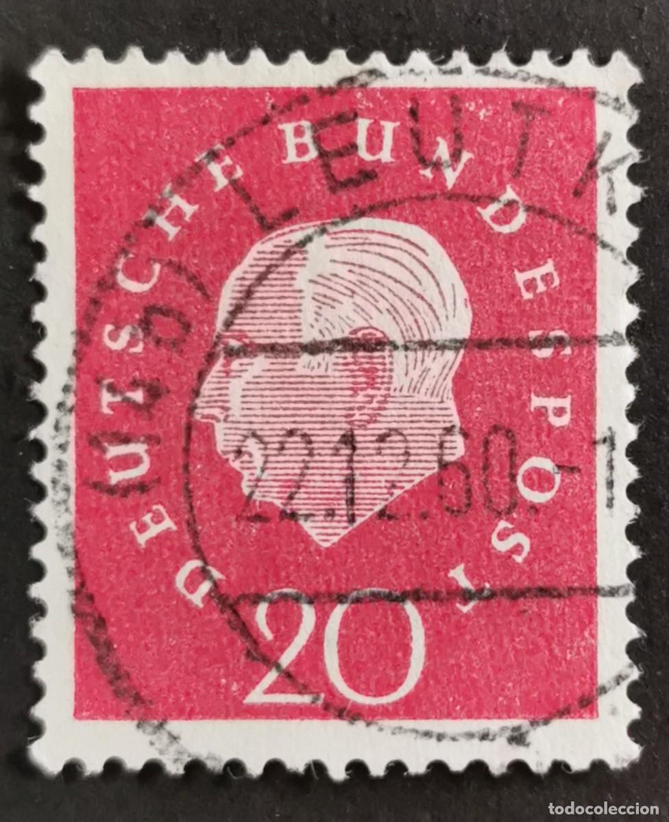 Sellos: Sello Alemania R. Federal 1959, Prof. Dr. Theodor Heuss (1884-1963), 20 Pf. Michel: DE 304