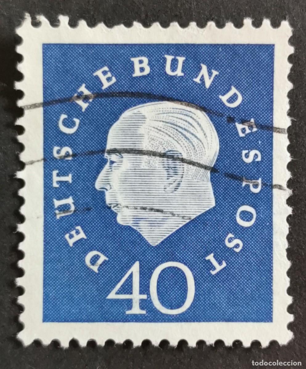 Sellos: Sello Alemania R. Federal 1959, Prof. Dr. Theodor Heuss (1884-1963), 40 Pf. Michel: DE 305