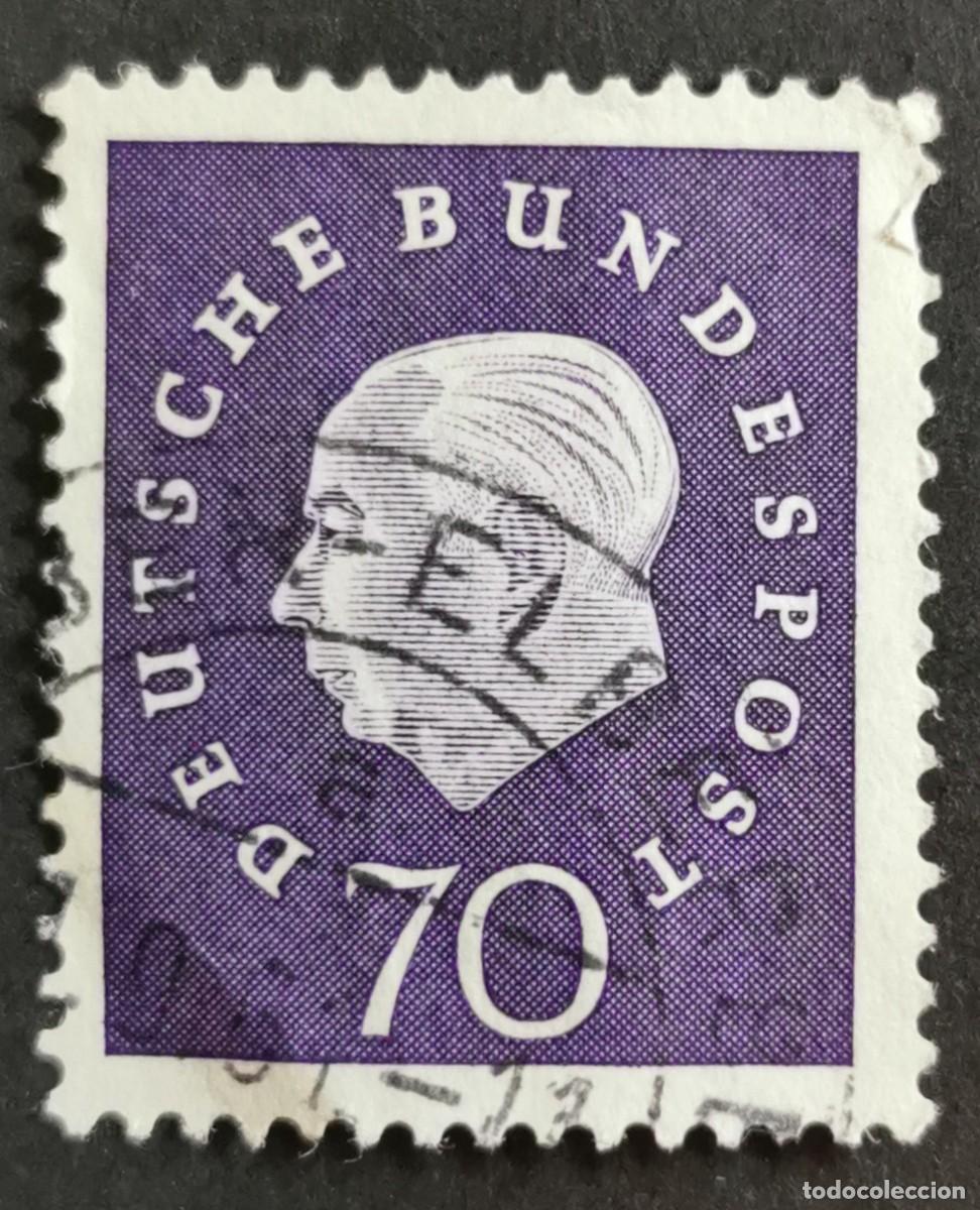 Sellos: Sello Alemania R. Federal 1959, Prof. Dr. Theodor Heuss (1884-1963), 70 Pf. Michel: DE 306