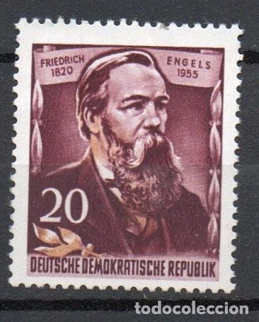 Sellos: ALEMANIA ORIENTAL DDR A&Ntilde;O 1955 YV 219&ordm; (MSG) 135 ANIVERSARIO DEL NACIMIENTO DE F. ENGELS PERSONAJES