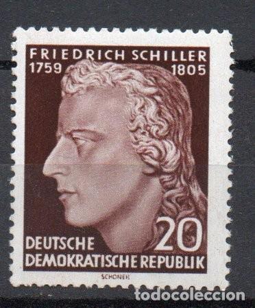 Sellos: ALEMANIA ORIENTAL DDR A&Ntilde;O 1955 YV 202*** 150 ANIV&ordm; DE LA MUERTE DEL POETA F. SCHILLER PERSONAJES
