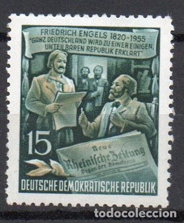 Sellos: ALEMANIA ORIENTAL DDR A&Ntilde;O 1955 YV 218*** 135 ANIVERSARIO DEL NACIMIENTO DE F. ENGELS PERSONAJES