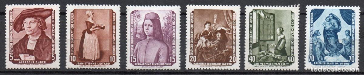 Sellos: ALEMANIA ORIENTAL DDR A&Ntilde;O 1955 YV 223/28*** CUADROS DEL MUSEO DE DRESDE PINTURA ARTE PERSONAJES