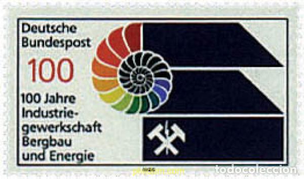 Sellos: 145908 MNH ALEMANIA FEDERAL 1989 CENTENARIO DEL SINDICATO OBRERO DE LA INDUSTRIA MINERA Y ENERGETIC