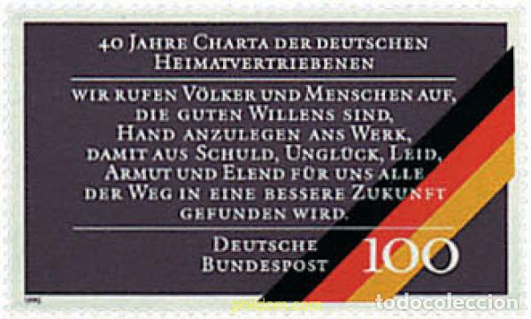 Sellos: 145980 MNH ALEMANIA FEDERAL 1990 40 ANIVERSARIO DE LA CARTA DE LOS REFUGIADOS ALEMANES
