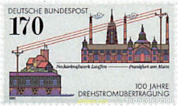 Sellos: 146046 MNH ALEMANIA FEDERAL 1991 CENTENARIO DE LA LINEA ELECTRICA TRIFASE