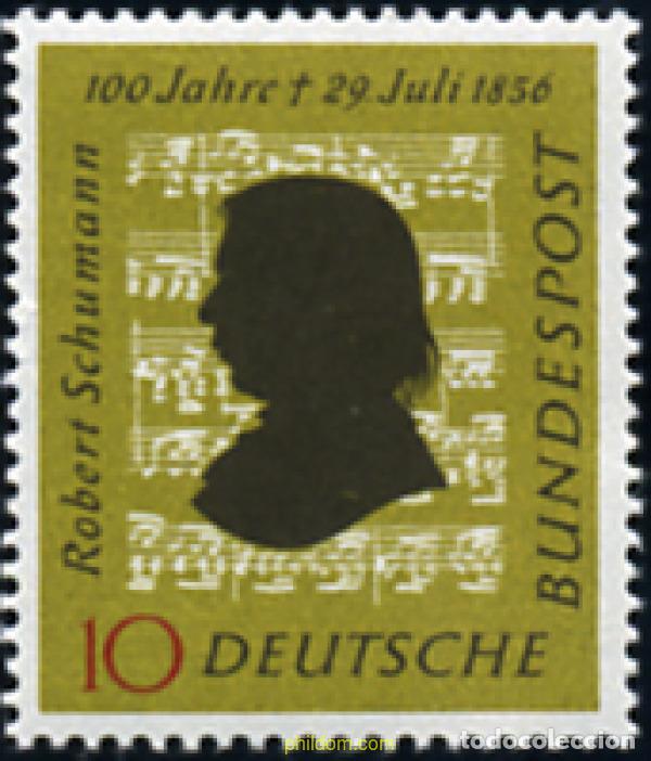 Sellos: 145137 MNH ALEMANIA FEDERAL 1956 CENTENARIO DE LA MUERTE DE ROBERT SCHUMANN