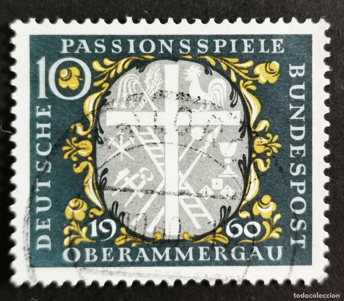 Sellos: Sello Alemania R. Federal 1960, La cruz y los s&iacute;mbolos de la crucifixi&oacute;n, 10 Pf. Michel: DE 329