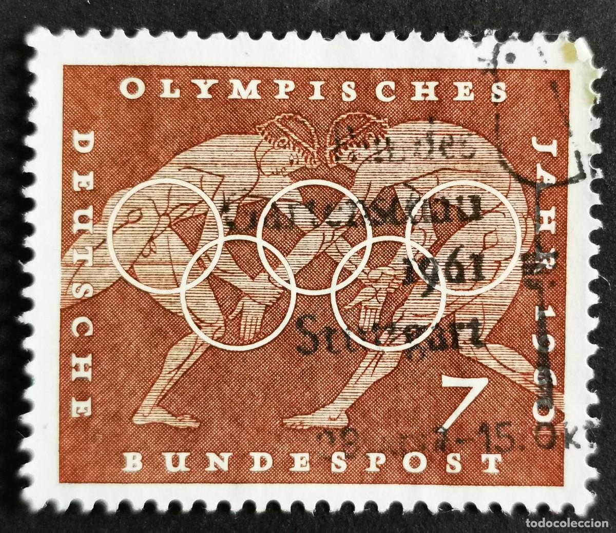 Sellos: Sello Alemania R. Federal 1960, Lucha libre, pinturas de jarrones griegos, 7 Pf. Michel: DE 332