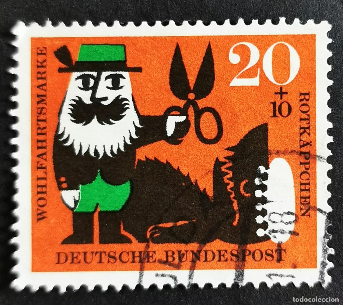 Sellos: Sello Alemania R. Federal 1960, Cuentos &rdquo;Caperucita Roja&rdquo; hermanos Grimm, 20 Pf. Michel: DE 342
