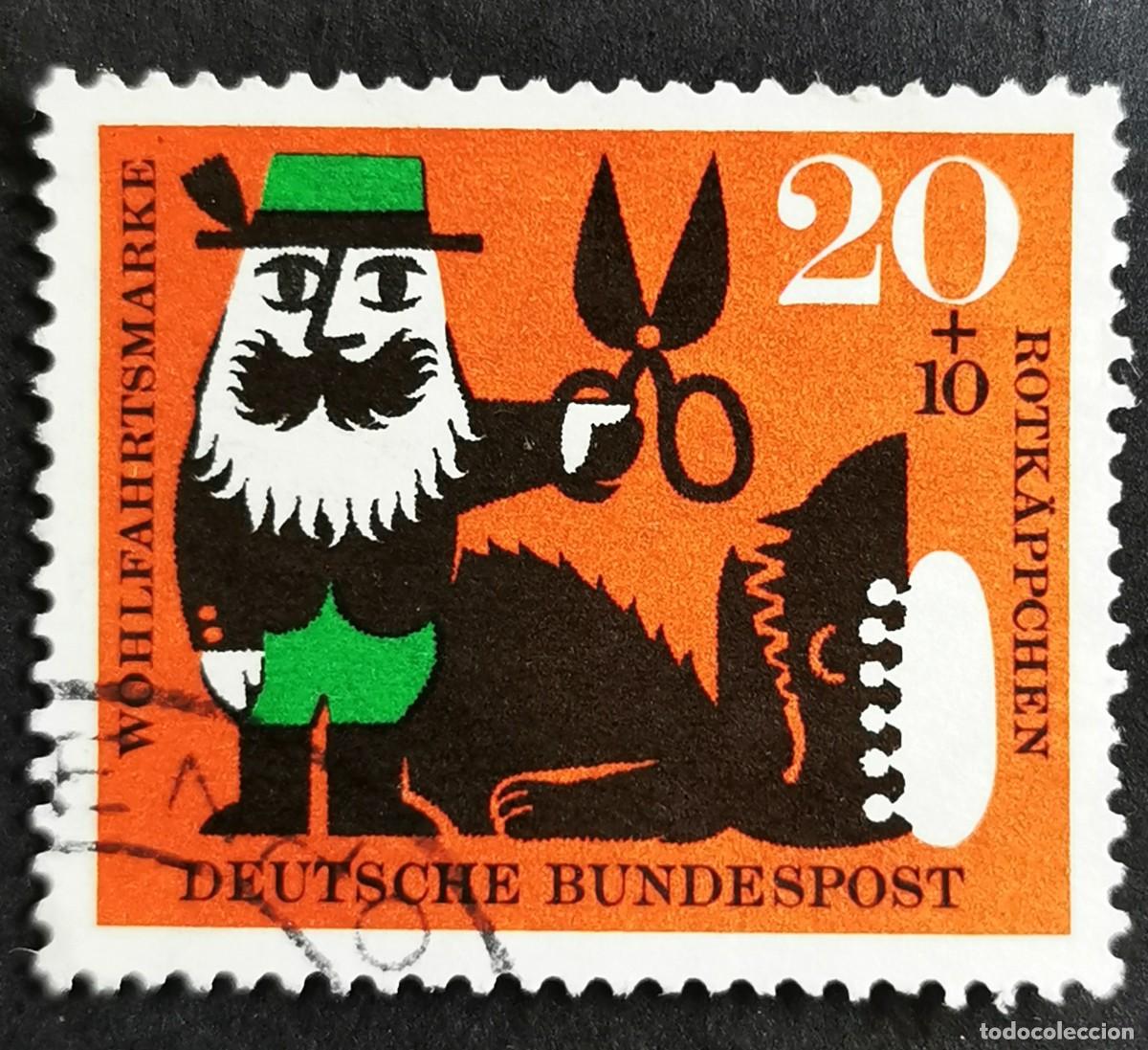 Sellos: Sello Alemania R. Federal 1960, Cuentos &rdquo;Caperucita Roja&rdquo; hermanos Grimm, 20 Pf. Michel: DE 342