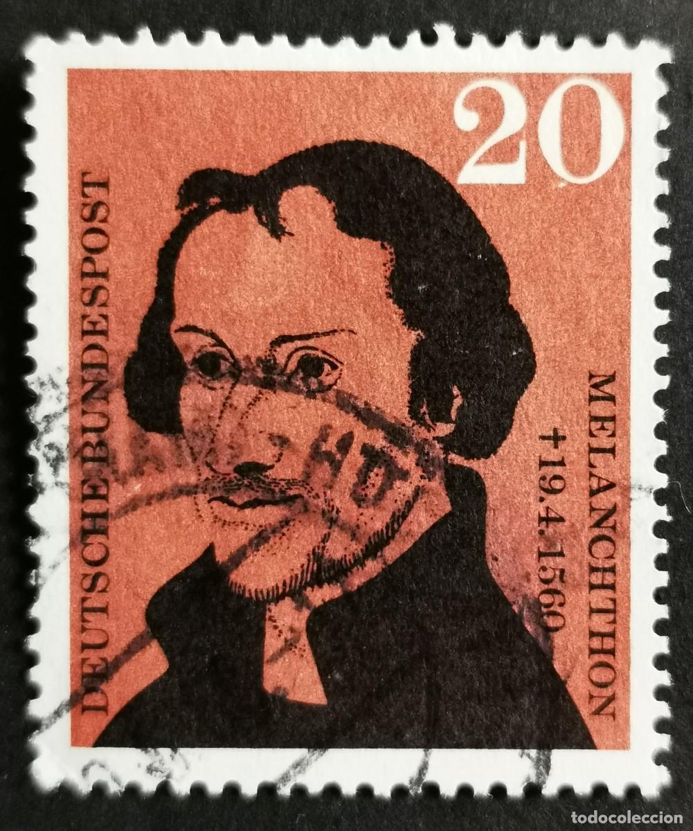 Sellos: Sello Alemania R. Federal 1960, Melanchthon, colaborador Lutero, Reforma alem, 20 Pf. Michel: DE 328