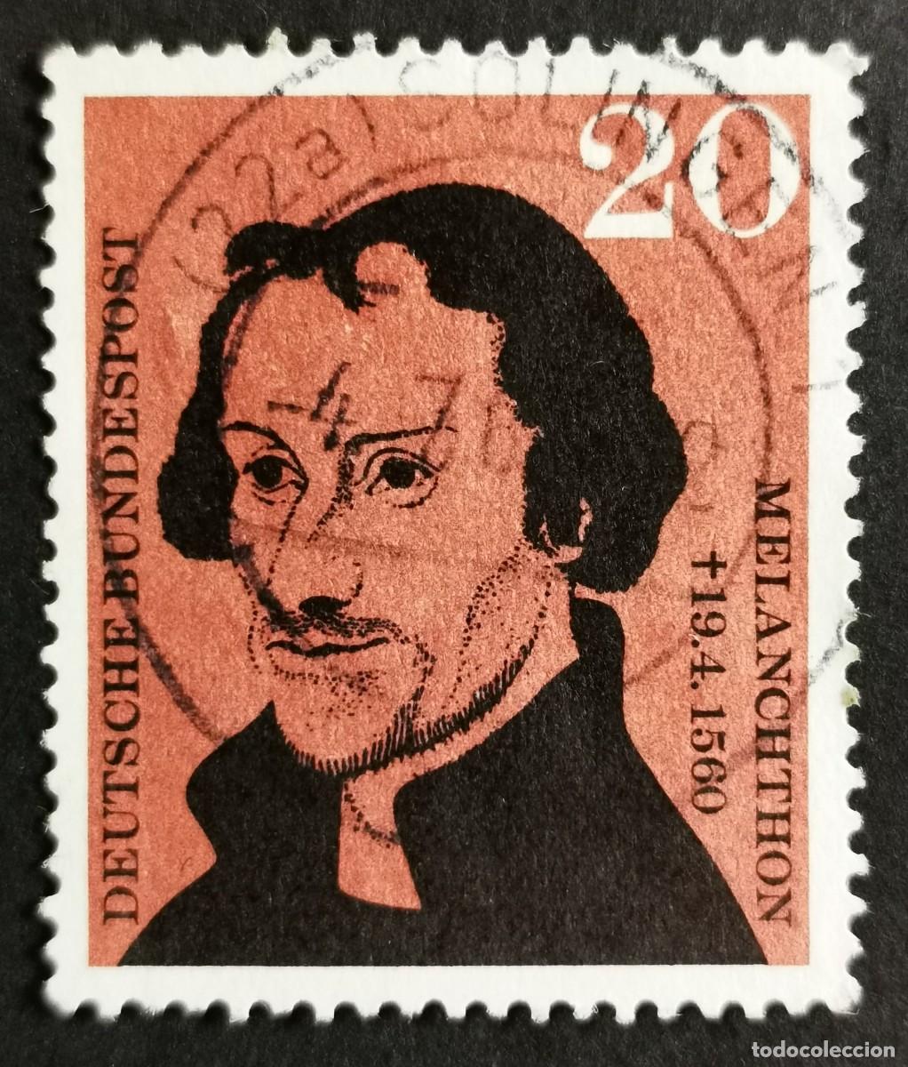 Sellos: Sello Alemania R. Federal 1960, Melanchthon, colaborador Lutero, Reforma alem, 20 Pf. Michel: DE 328
