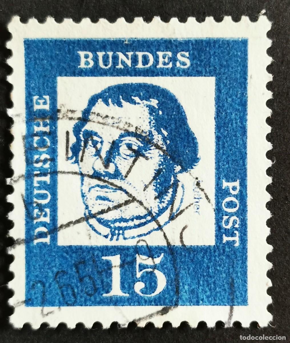 Sellos: Sello Alemania R. Federal 1961, Alemanes distinguidos: Mart&iacute;n Lutero , 15 Pf. Michel: DE 351x