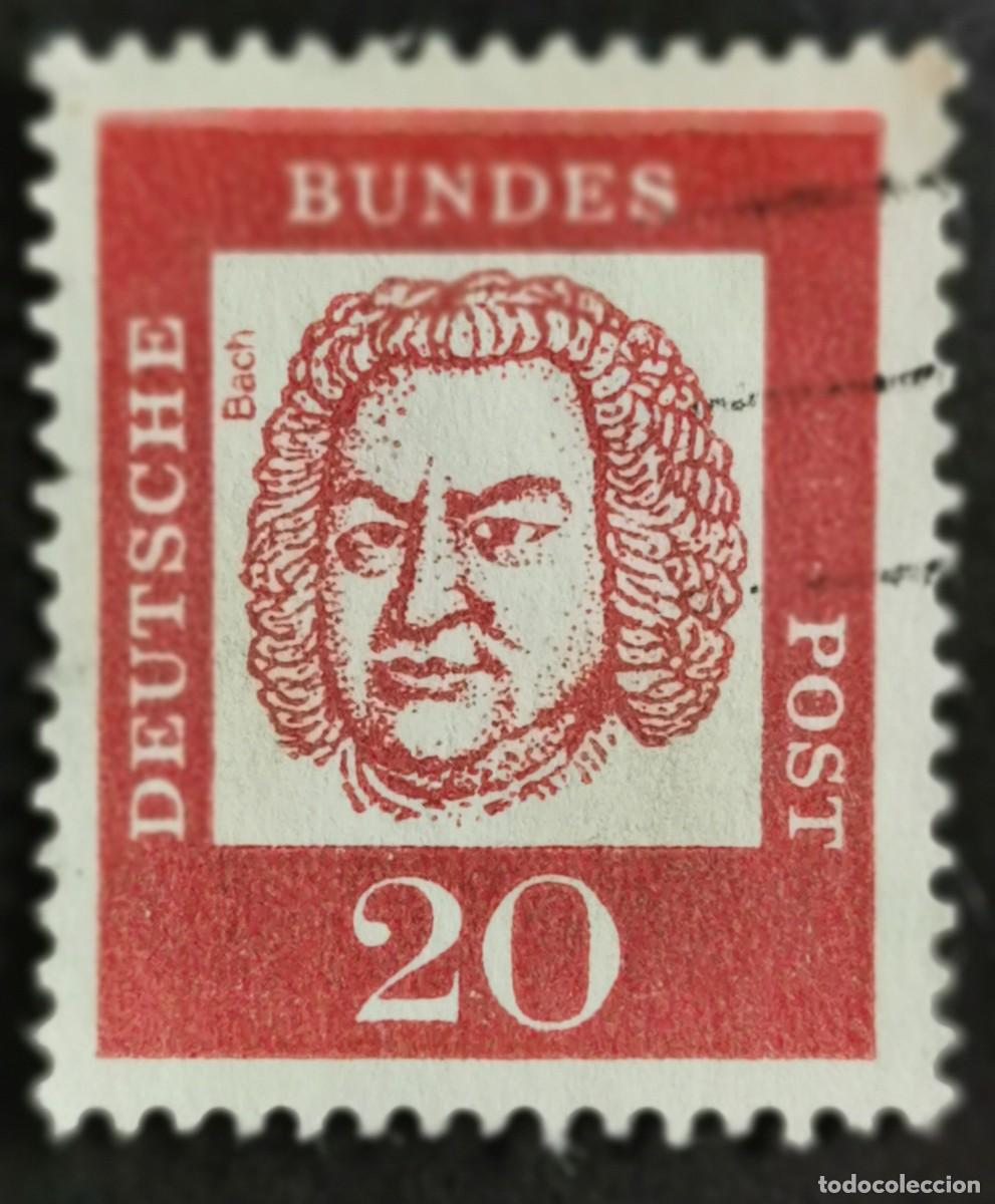 Sellos: Sello Alemania R. Federal 1961, Alemanes distinguidos: Johann Sebastian Bac , 20 Pf. Michel: DE 352x