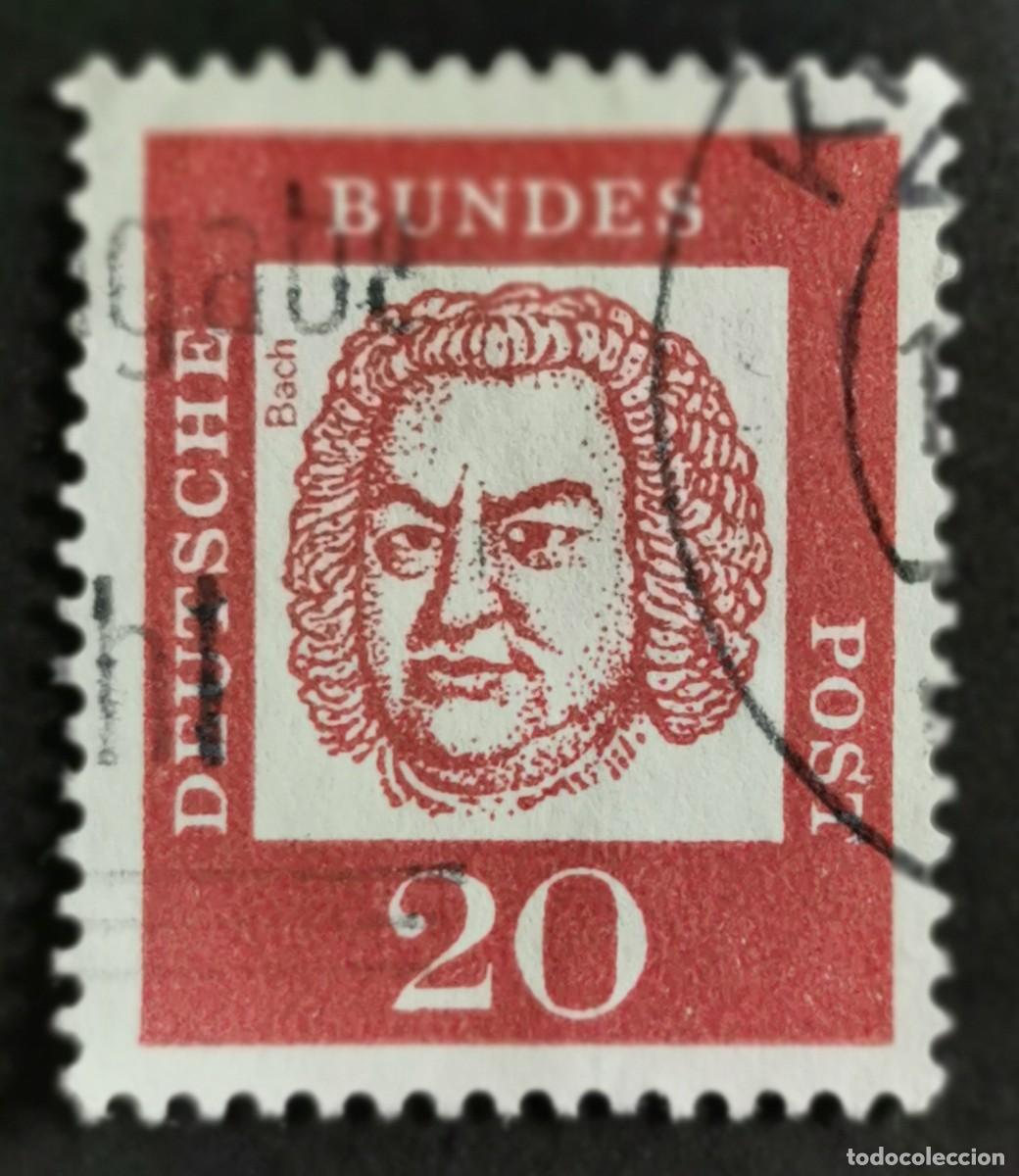 Sellos: Sello Alemania R. Federal 1961, Alemanes distinguidos: Johann Sebastian Bac , 20 Pf. Michel: DE 352x