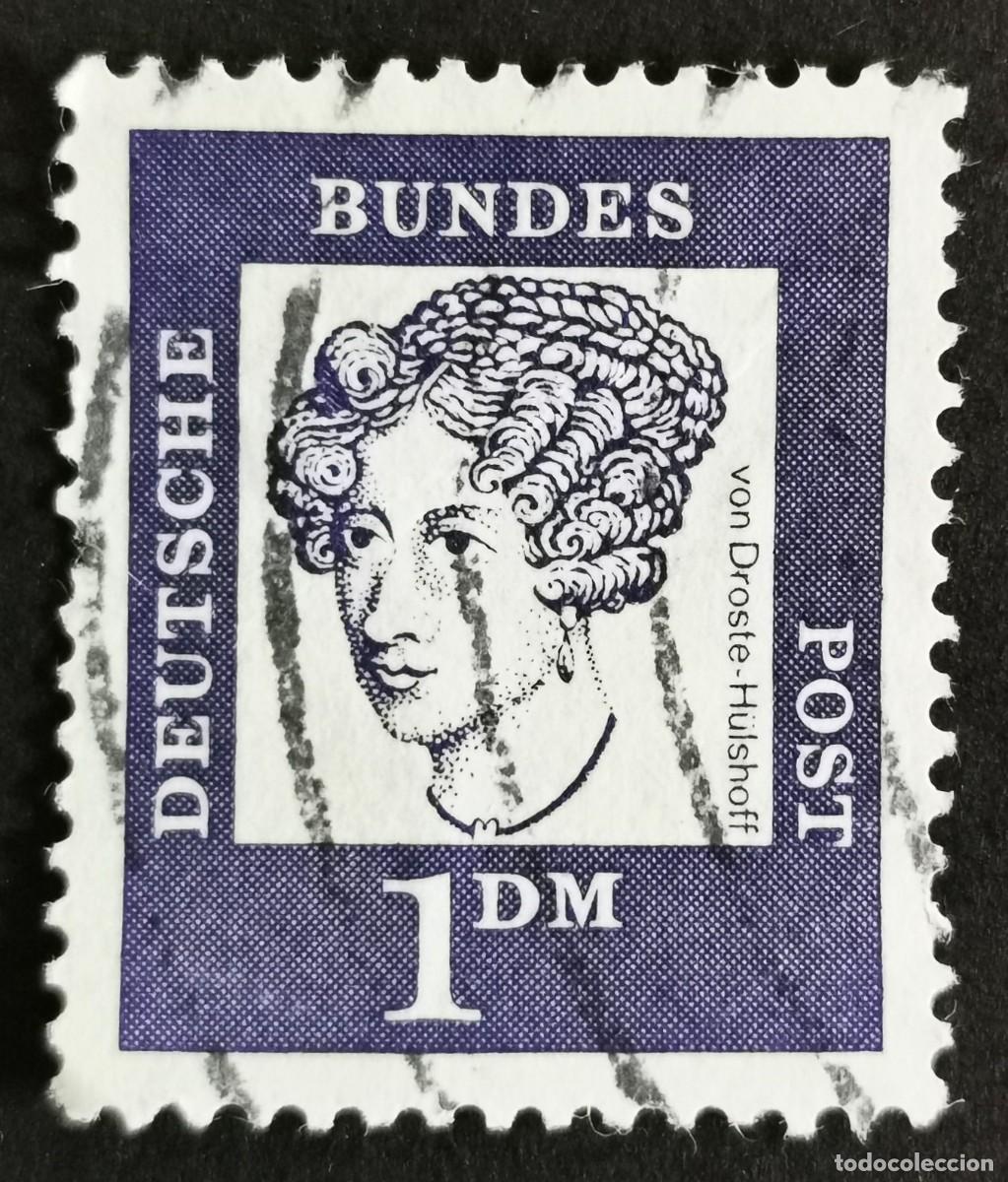 Sellos: Sello Alemania R. Federal 1961, Alemanes distinguidos: Baronesa Annette von , 1 Pf. Michel: DE 361y