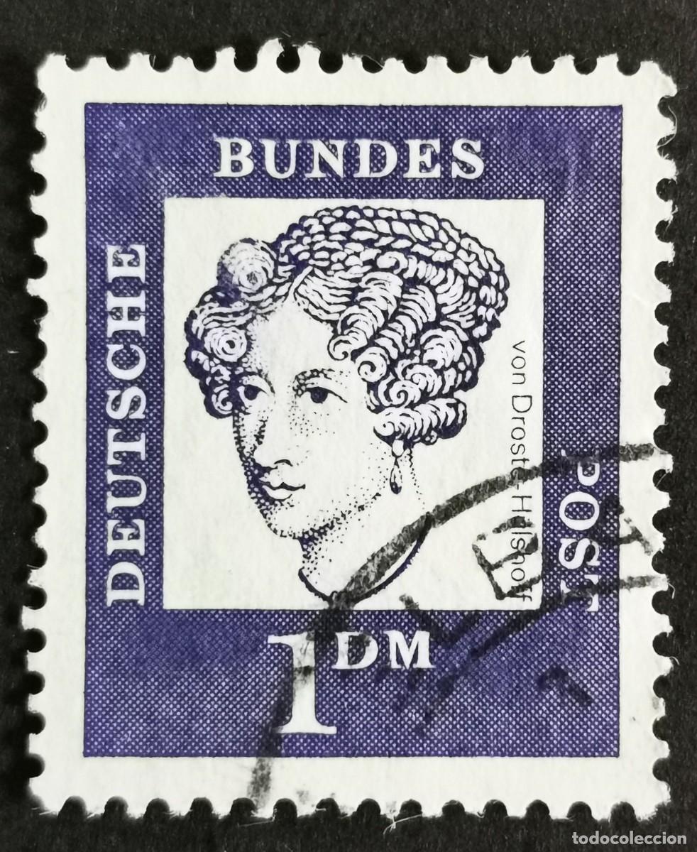 Sellos: Sello Alemania R. Federal 1961, Alemanes distinguidos: Baronesa Annette von , 1 Pf. Michel: DE 361y