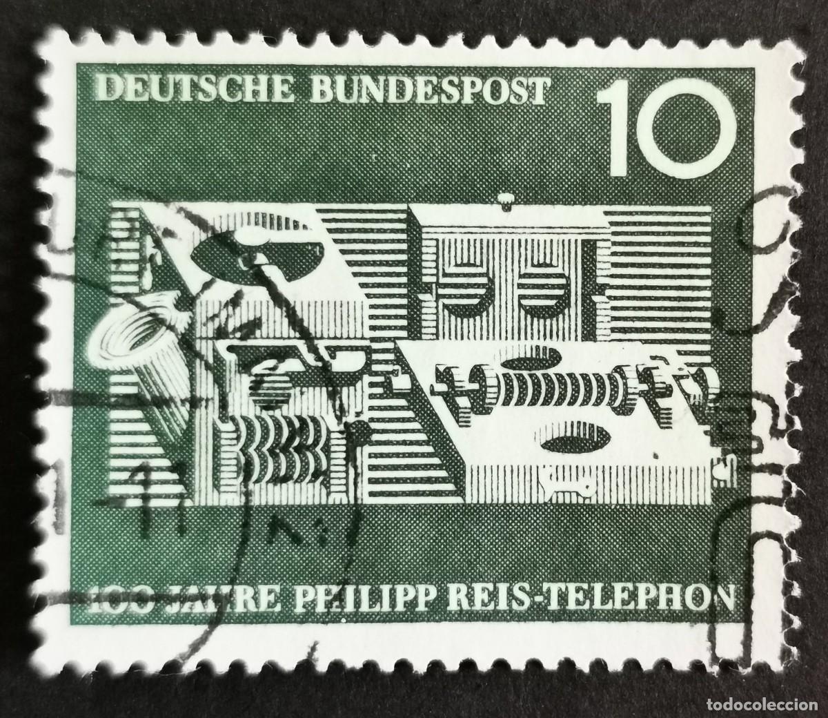 Sellos: Sello Alemania R. Federal 1961, Tel&eacute;fono de Reis de 1861, 10 Pf. Michel: DE 373