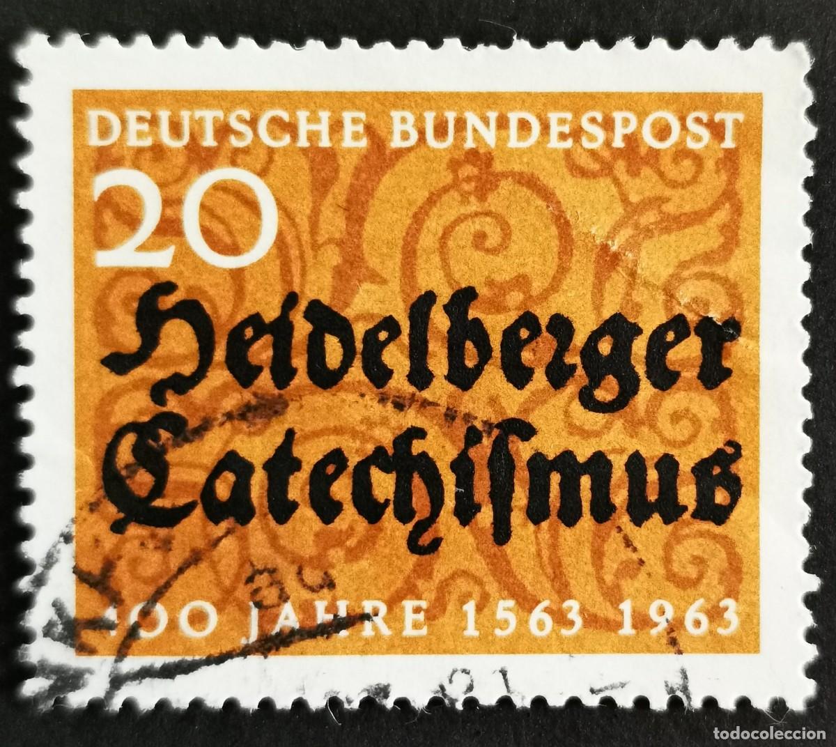 Sellos: Sello Alemania R. Federal 1963, Inscripci&oacute;n en el fondo del ornamento, 20 Pf. Michel: DE 396