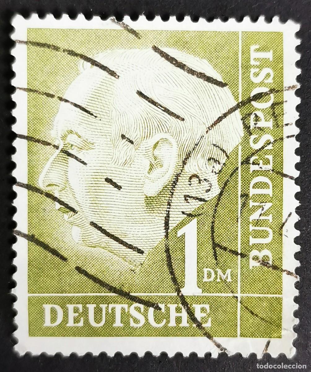 Sellos: Sello Alemania R. Federal 1954, Prof. Dr. Theodor Heus 1.&ordm; Presidente Federal, 1 Pf. Michel: DE 194x