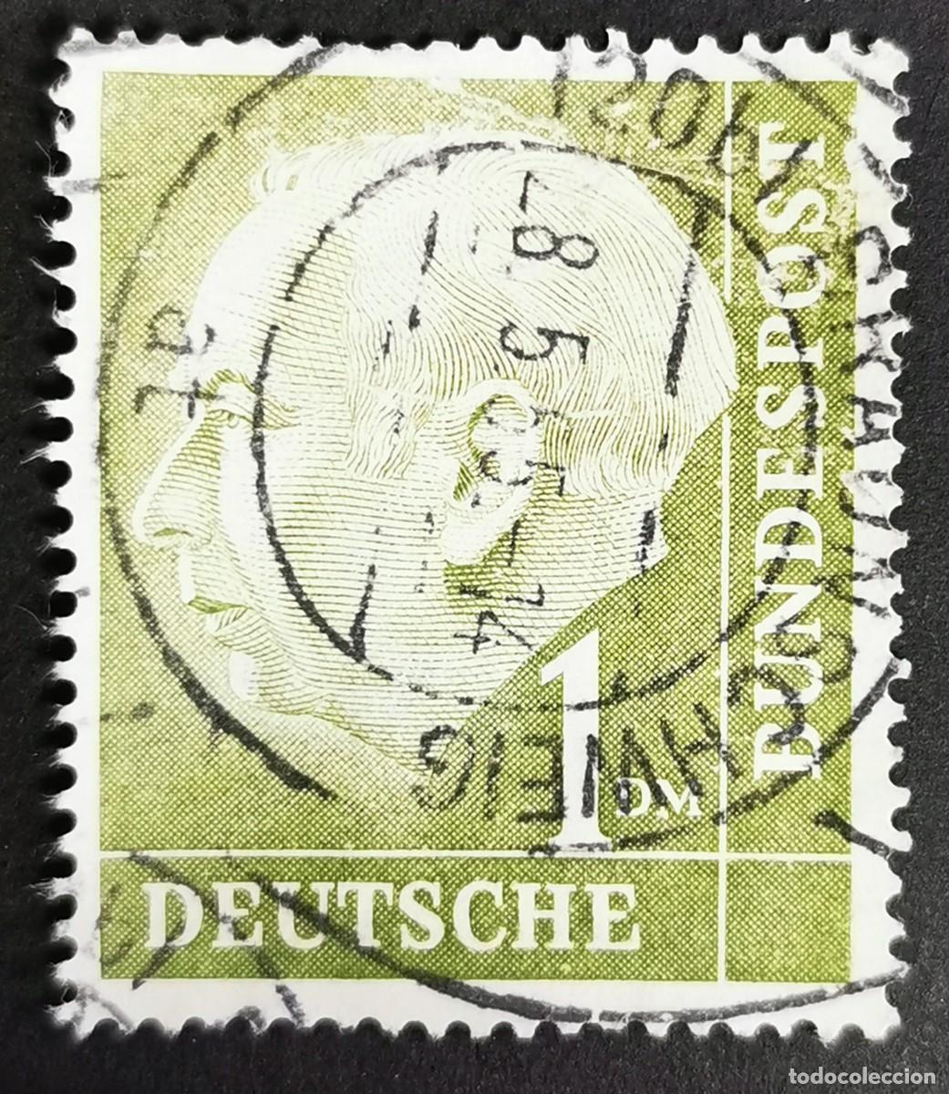 Sellos: Sello Alemania R. Federal 1954, Prof. Dr. Theodor Heus 1.&ordm; Presidente Federal, 1 Pf. Michel: DE 194x