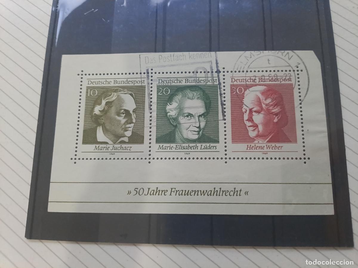 Sellos: Hojita con 3 Sellos de Alemania Federal Cincuentenario del voto femenino 1969