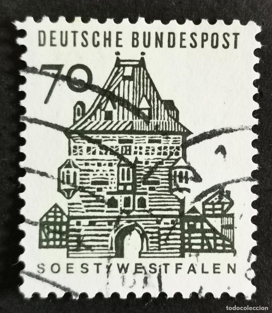 Sellos: Sello Alemania R. Federal 1965, Edificios alemanes: Puerta de Osthofen, Soes , 70 Pf. Michel: DE 460