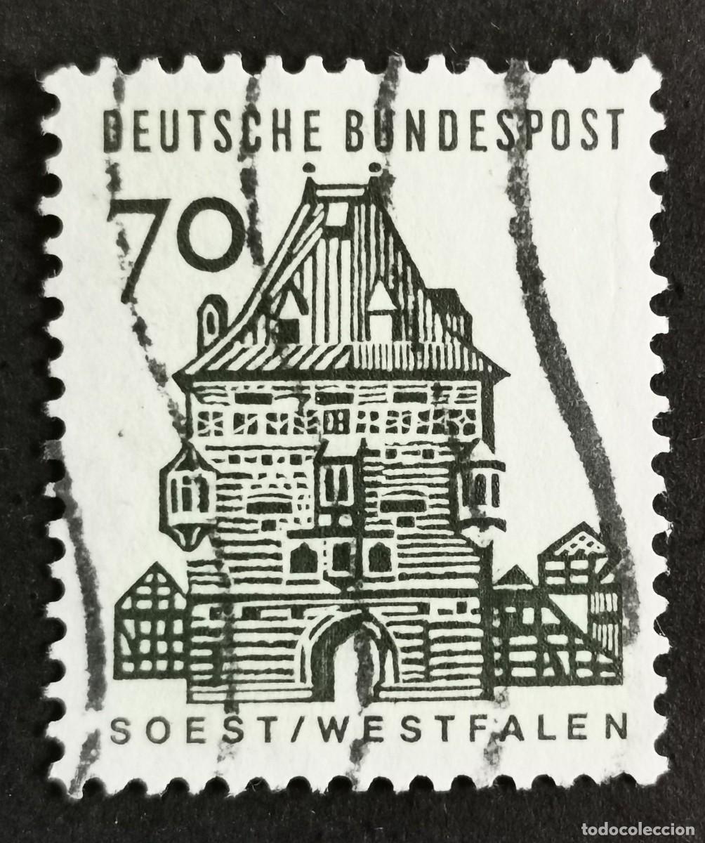 Sellos: Sello Alemania R. Federal 1965, Edificios alemanes: Puerta de Osthofen, Soes , 70 Pf. Michel: DE 460