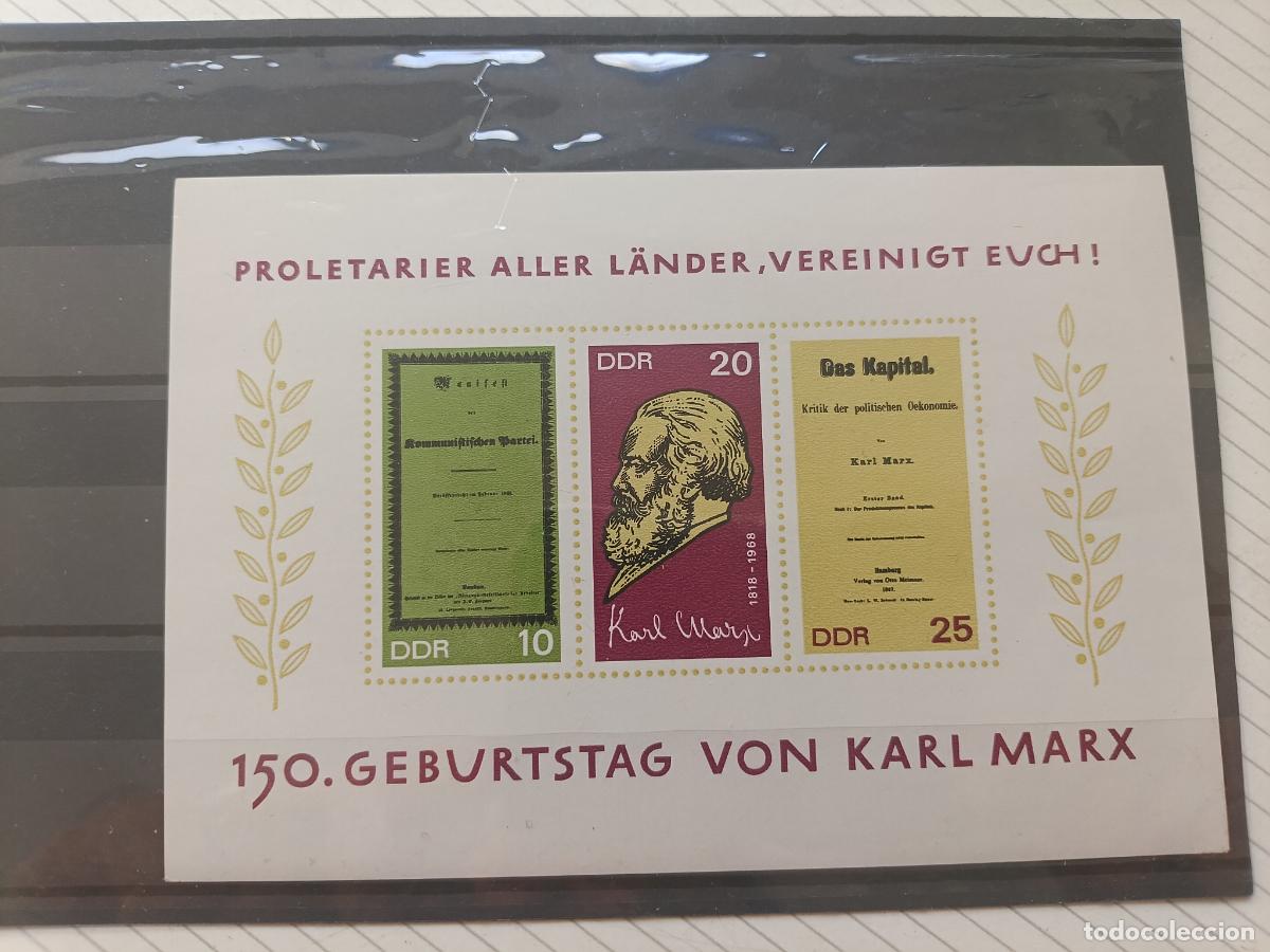 Sellos: Karl Marx. Hojita DDR Alemania Oriental