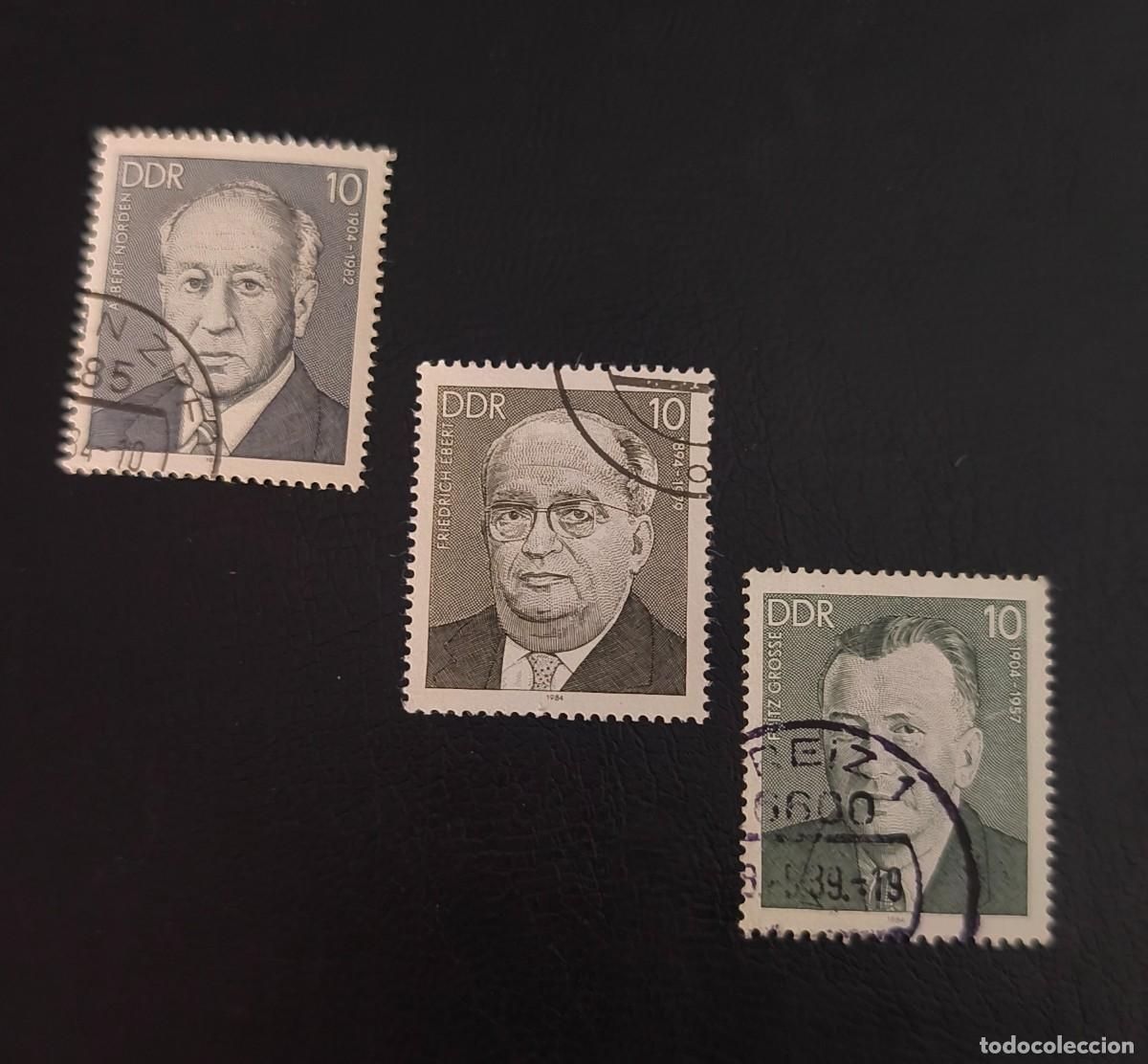 Sellos: DDR 1984 Personajes del movimiento obrero alem&aacute;n.Yvert 2483 / 2485 serie completa